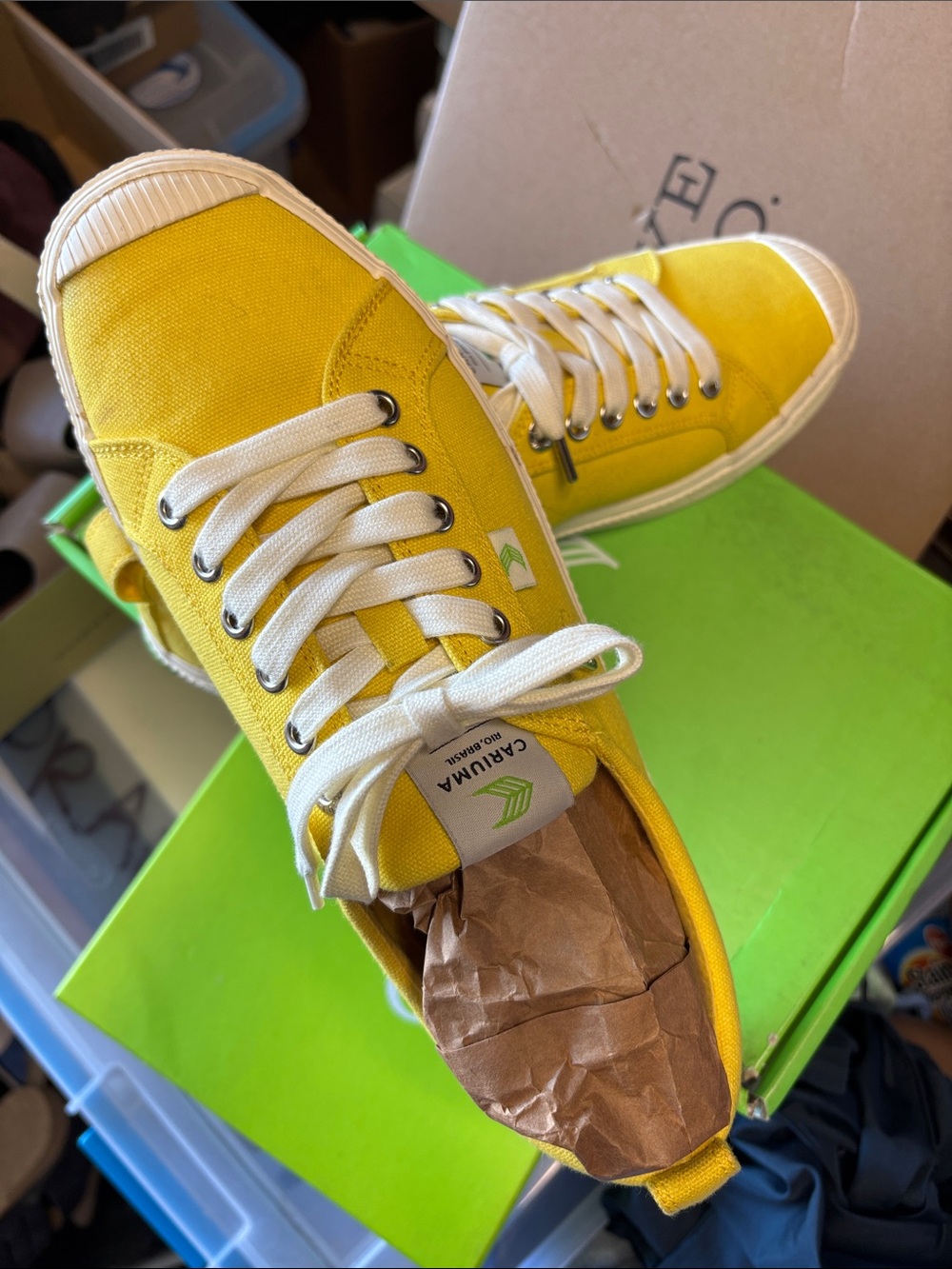 Cariuma Woman’s Yellow Canvas Sneakers with White Trim